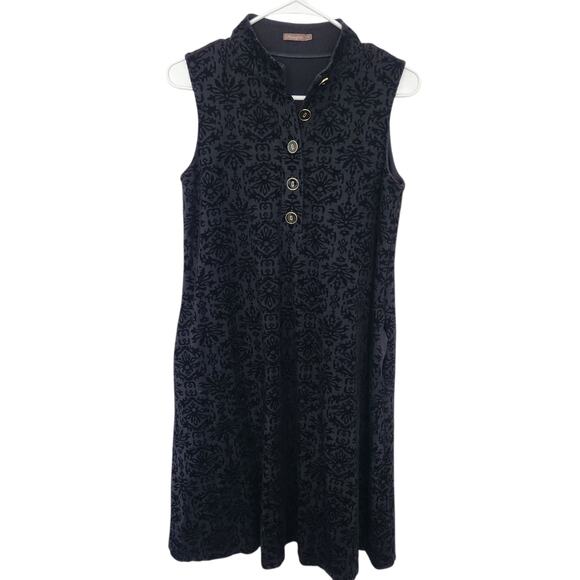 J. McLaughlin Burned Out Velvet Black Mini Dress S Retro Classic Chic Holiday - Picture 2 of 9
